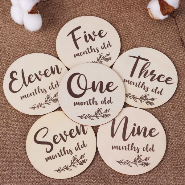 6PCs/Box Wooden Baby Milestone Cards Månatliga födelsekort - on stock Style A