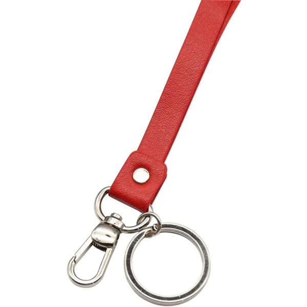 Pitkä avaimenperä, Aolaso-keinonahkahihna tukevalla metallipidikkeellä ID:lle, avain, USB (Red-1 Style) - spot-myynti
