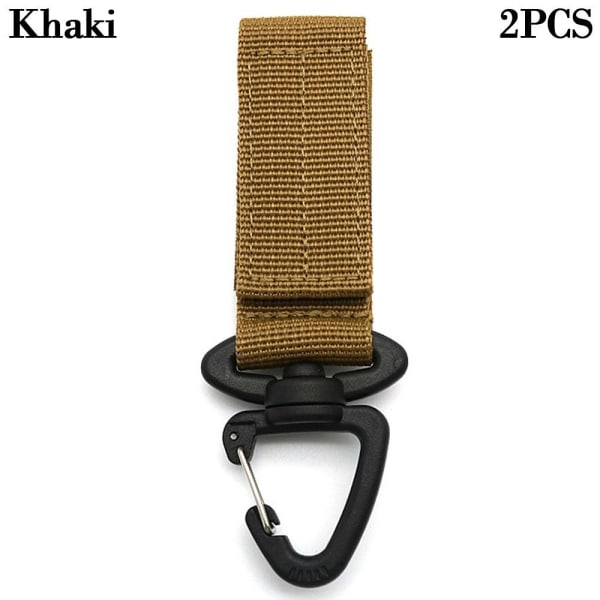 2st Webbing Hängande Spänne Nyckelring KHAKI 2ST - stock Khaki 2pcs