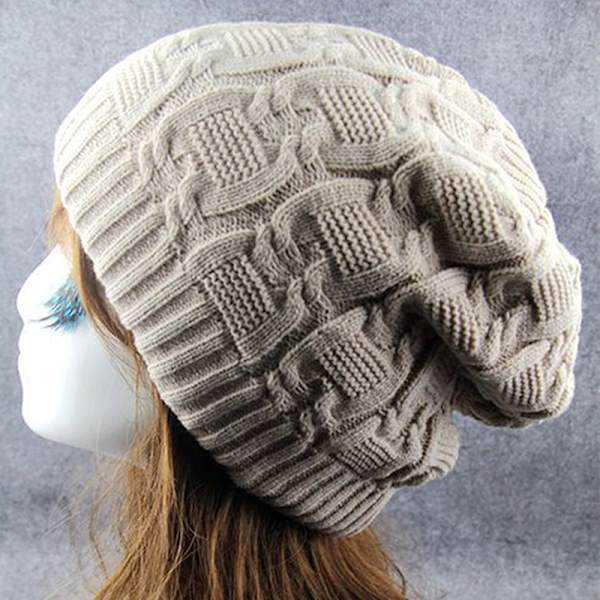 Casual Stickad Mössa Dam Vinter Mjuk Varm Stickad Beanie Hat - high quality beige