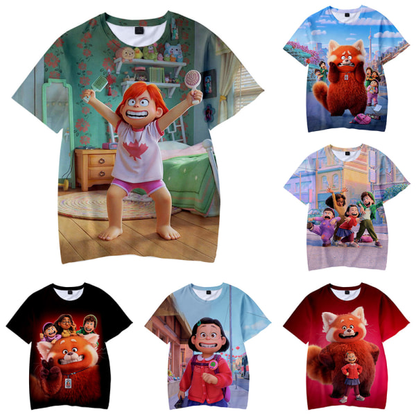 Turning Red Kids kortärmad T-shirt Tecknad kortärmad topp - stock D 160cm