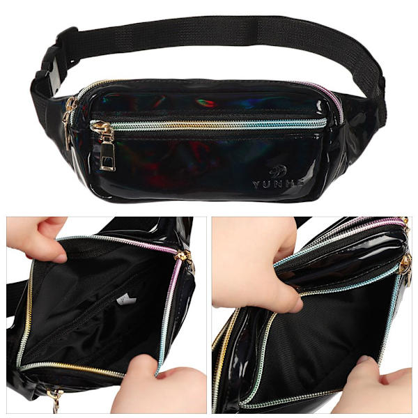 Uudet laserholografiset vyölaukut Fanny Pack Slim Shiny - varastossa hopea