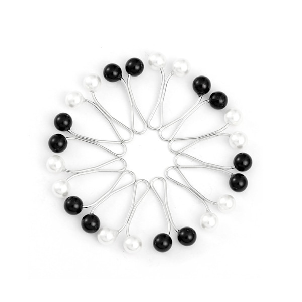 24st Pearl Clip Sjal Scarf SVART VIT - high quality black white