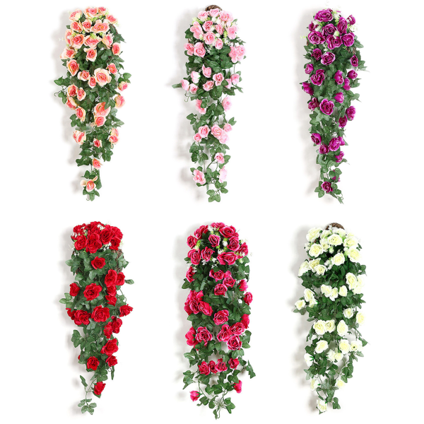2 st konstgjorda blomma falska växt vinrankor dekoration - high quality rose red