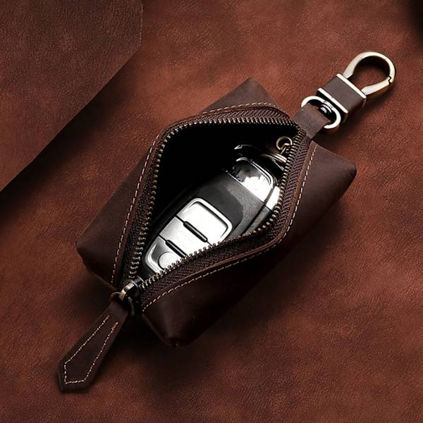 Miesten nahkalompakko Vetoketjutasku Luottokorttikotelo Lady Key Ring Mini Lompakko - spot-myynti