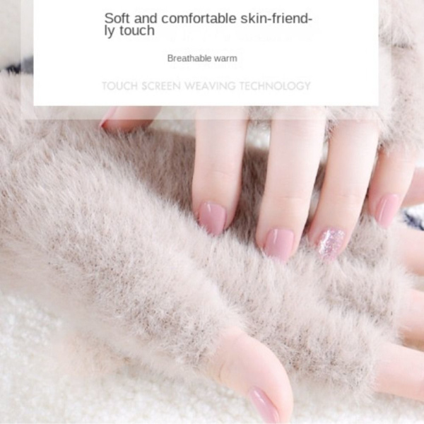 1 Par Fingerless Handskar Half Finger Handskar BEIGE - stock beige