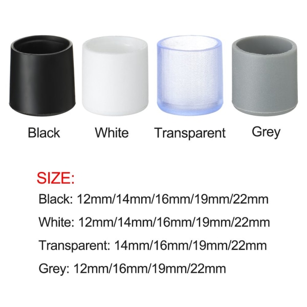 10st/ set Stolben Caps Möbelfötter TRANSPARENT 22MM - on stock Transparent 22mm