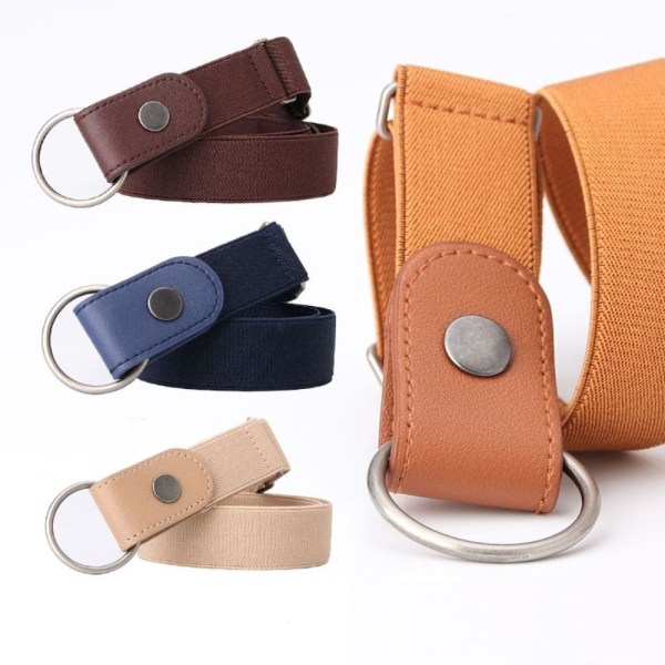 Spännefritt osynligt bälte Läder midjeband CAMEL - on stock camel