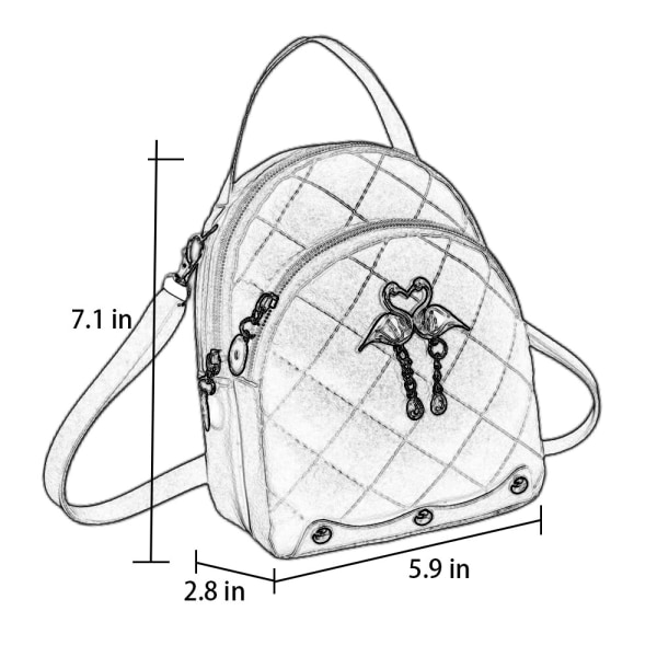 Dam Anti-Theft Avtagbar ryggsäck Multi Pockets Ryggsäck - spot sales Rosa 15x7x18cm/5.91x2.76x7.09"