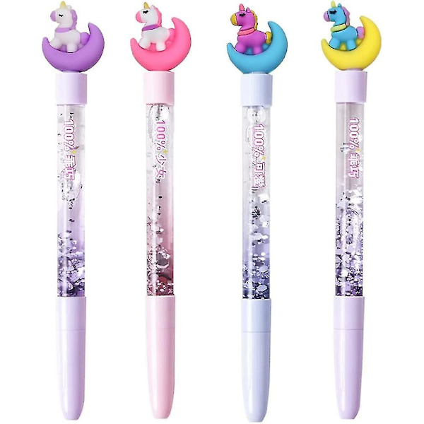 Xiannv 4 st söta enhörningspennor set, svart bläck, 0,5 mm - spot sales