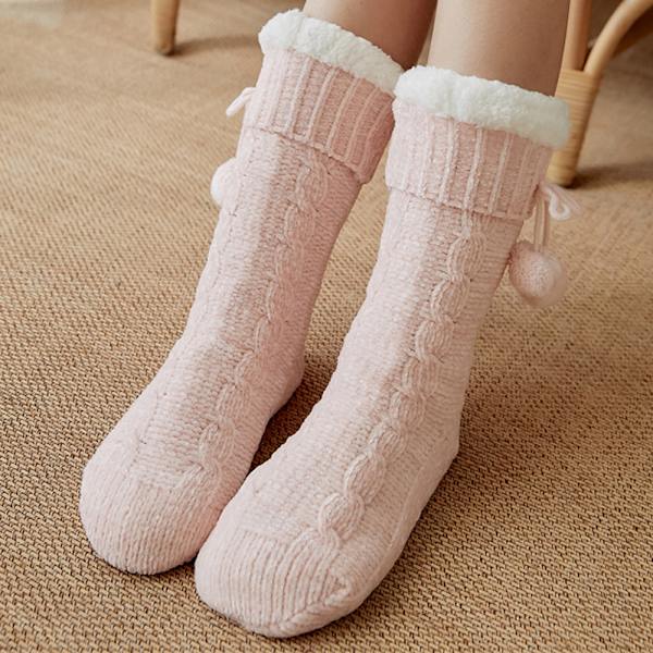 Dam Fuzzy Socks Mjuk vinterstrumpa Stuffs Julstrumpor - spot sales pink