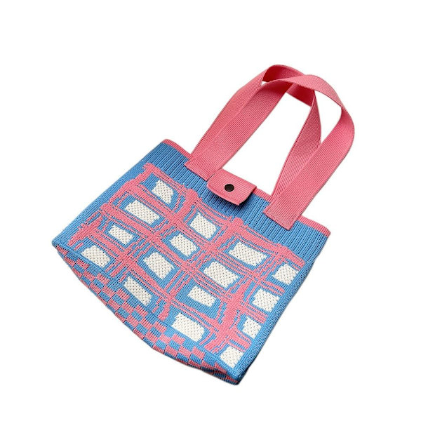 Stickad Handväska Tygväska ROSA - high quality pink