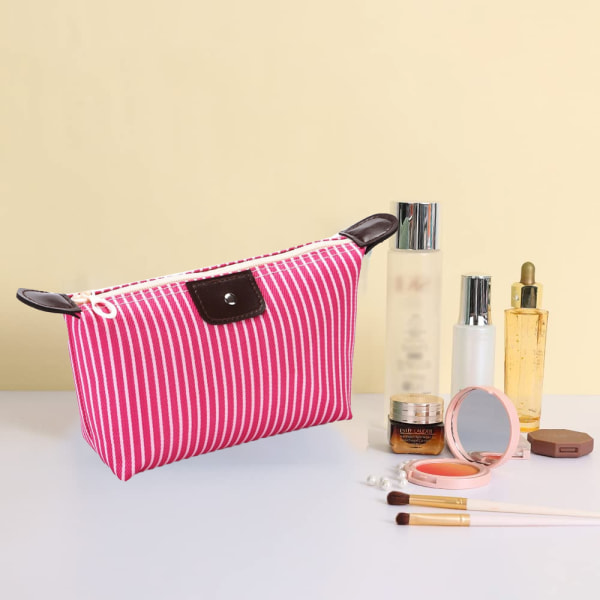 Canvas Makeup Väskor - spot sales Rose red color stripe