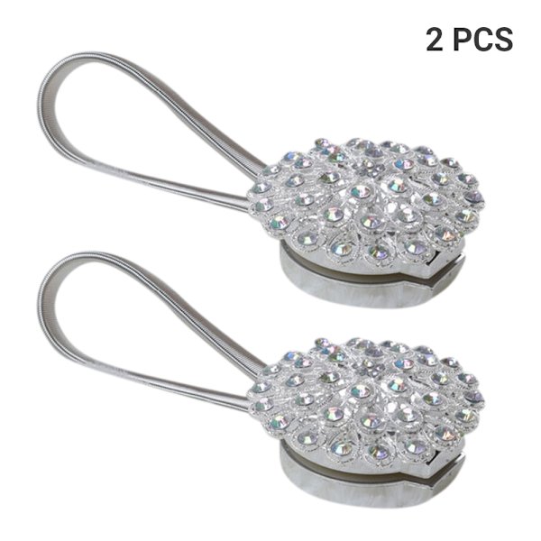 2st gardinbindningar Magnetisk strass inlagt bindningsspänne - spot sales Silver colorful