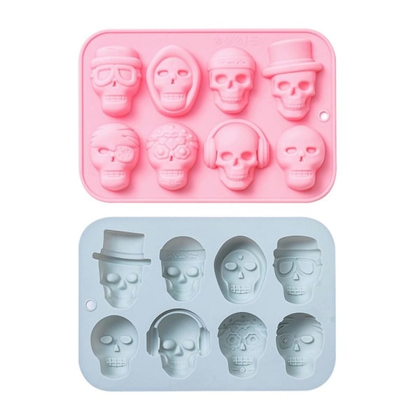 8 Grids Skull Gummies Halloween Shape PINK - varastossa