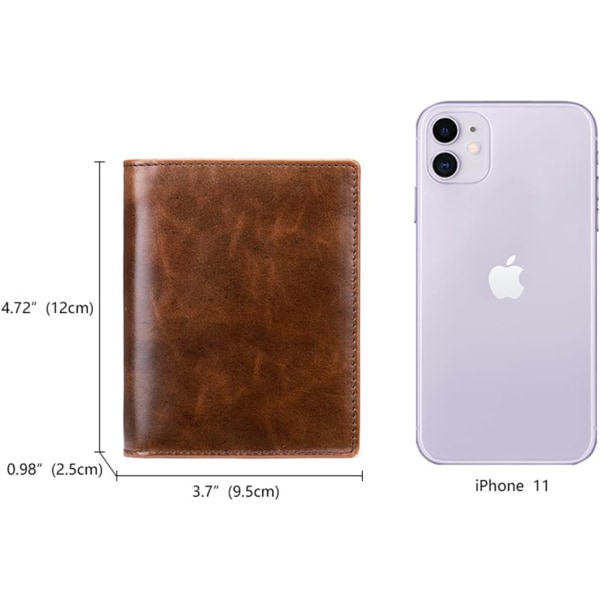 Herrplånbok RFID Blocking Bifold-plånbok Mjukt Äkta Läder Brun - spot sales