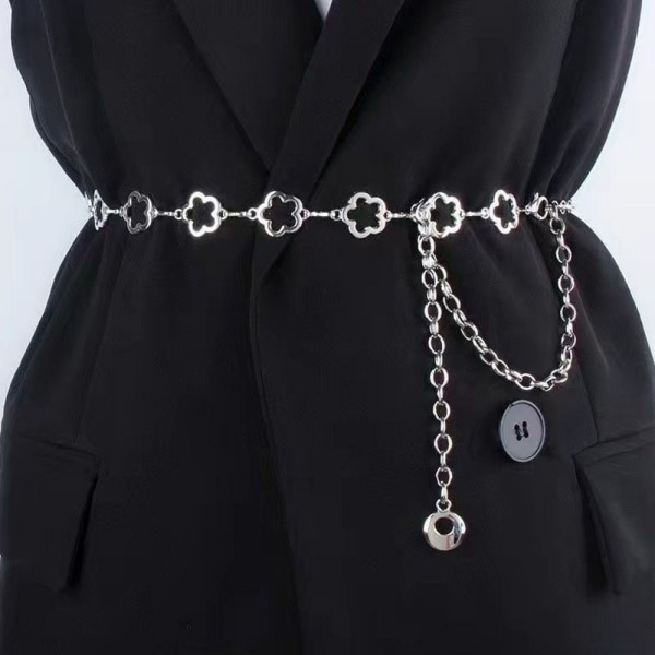 Metal Chain Belt Luxury Thin Waistband SILVER - varastossa silver