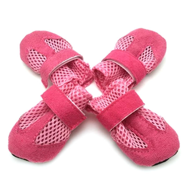 Liten Hund Katt Anti Halk Skor Skydds Pet Puppy Mesh Booties - on stock pink L