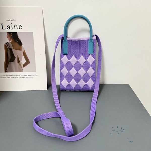 Kedjeaxel Crossbody-väska Stickad handväska för kvinnor LILA - on stock purple