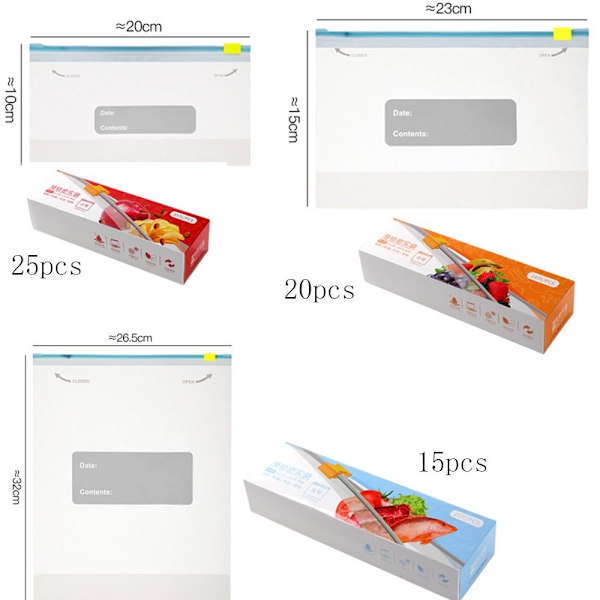 25/20/15 kpl Zip Shut muovipussi pystyssä vetoketjullinen laukku - spot-myynti 20X10CM/25PCS