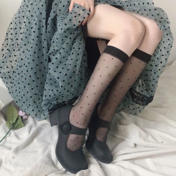 Silk Knästrumpor Lolita strumpor SVART - spot försäljning black