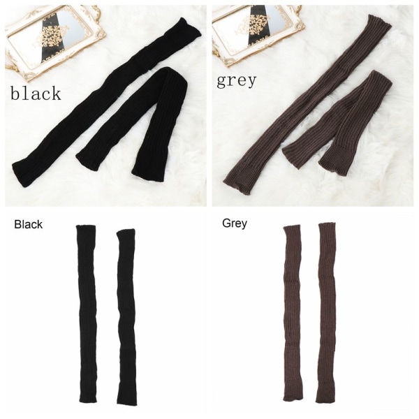 Benvärmare High Knee Sox Knit Crochet Boot Socks Leggings svart - high quality svart