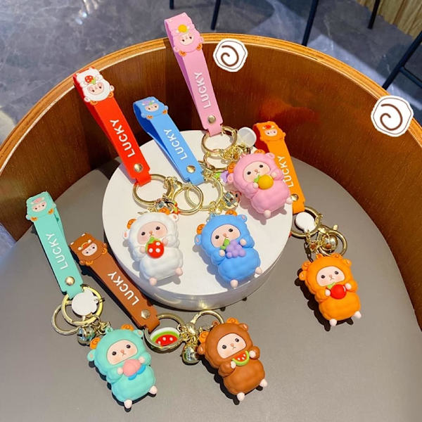 Söt Nyckelring Julklapp - Nyår Kawaii Lamm Nyckelringar Pojke Tjej Väska Ryggsäck Berlocker Kvinnor Män Bilnyckelring - on stock