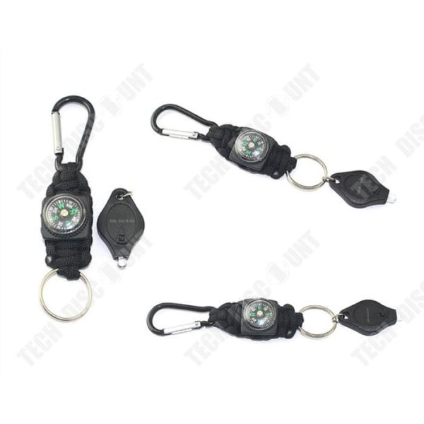 TD® multifunktions survival karbinhake kit krok tillbehör Led ficklampa nyckelring ficka kompass rep överlevnad visselpipa - spot försäljning