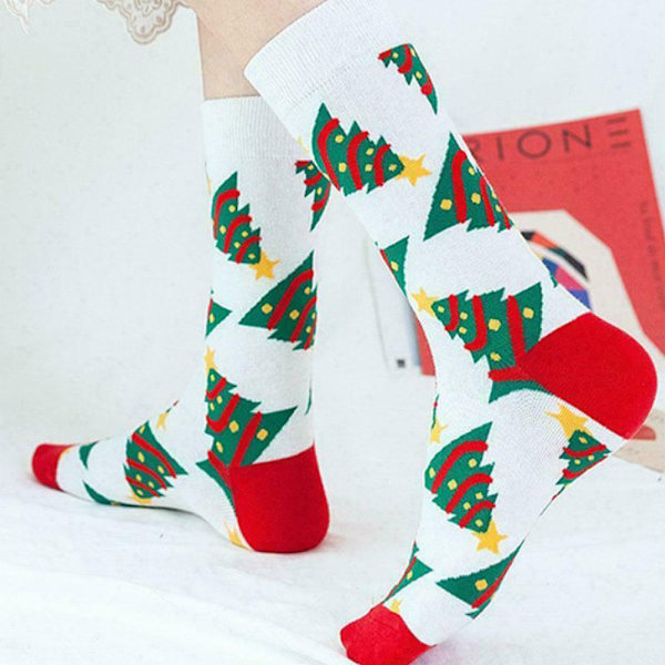Jul Midi Strumpor Herr Damer Barn Träd Snöflinga Xmas Present - stock E