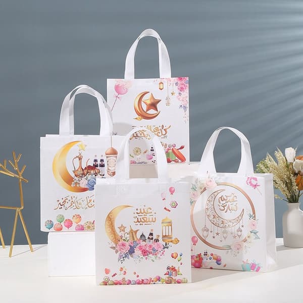 4st Eid Mubarak Nonwoven presentpåsar 202 Ramadan Kareem - high quality
