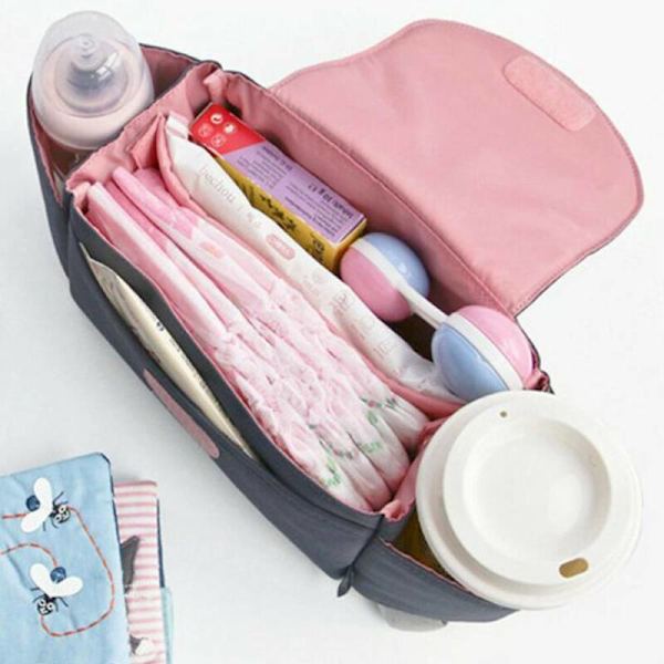 Förvaringspåse Baby Organizer Mummy Flaskkoppshållare Barnvagn - high quality Black Striped