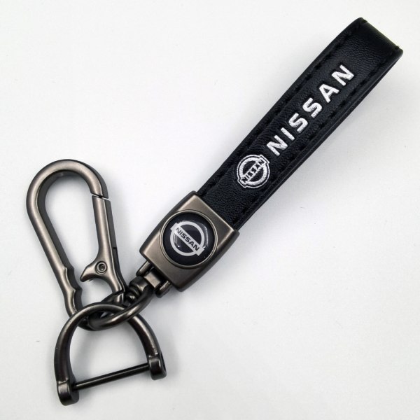 Nahkainen avaimenperä Koukku-avainriipus automerkin logolla jousisolki ja rengas yhteensopiva uuden muotoilun NISSAN-avainauton kanssa - spot-myynti