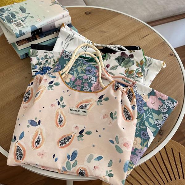 Flower Handbag Print Ostoskassit VALKOINEN 43X38CM - korkea laatu white 43x38cm