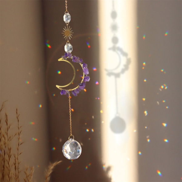 Crystal Sun Catcher Hängande ljusfångare LILA - spot sales purple