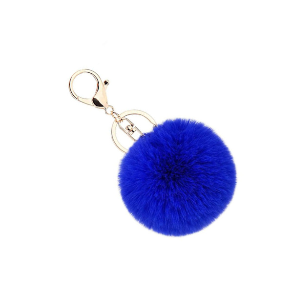Pompoms Nyckelringar, Plyschväska Charms, Fluffy Pompom Bag Charms, - on stock Königsblau