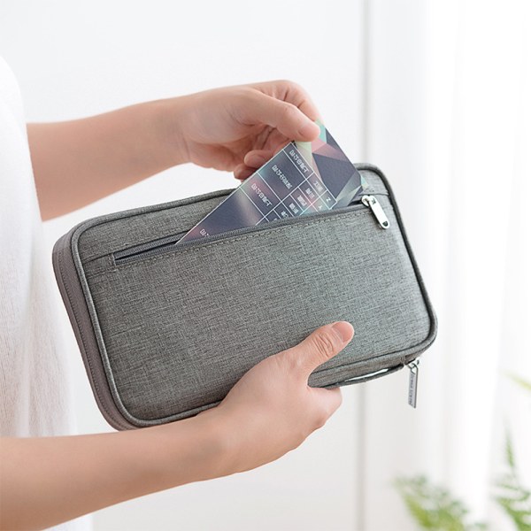 Researrangör Pass Dokumenthållare RFID-kort plånbokspåse - high quality grey S