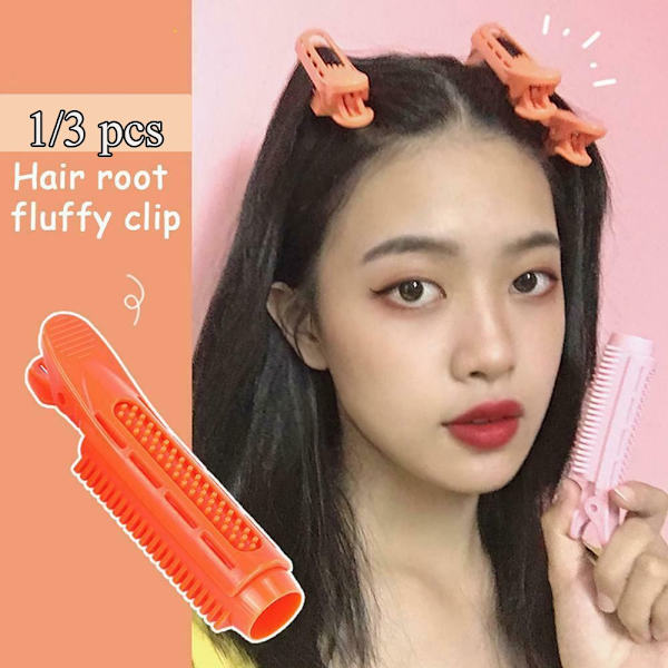 1/3 kpl Natural Fluffy Hair Clip -kiharrin ORANGE-1 kpl - korkea laatu Orange-1 PCS