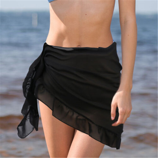 Dam Sarong Klänning Badkläder Bikini Beach Wear Cover Wrap Kjol - on stock black