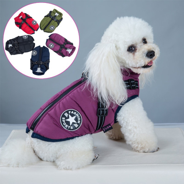 Pet bomull vadderade kläder Vintervarm Pet Dog Jacka - spot sales purple XL