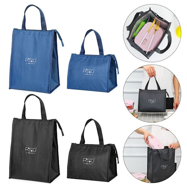 Isolerad Thermal Bag Kylväska Lunchväska SVART LITEN - on stock black small