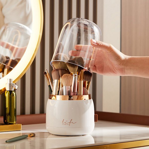 360° pyörivä meikkisiveltimen pidike Kannettava Desktop Makeup Org - varastossa White one size