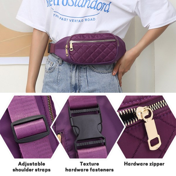 Naisten lantiolaukku Argyle Fanny Pack vyötärö Rahavyö Lomamatka Urheilulompakko Pussi Bumbag - spot-myynti Purple