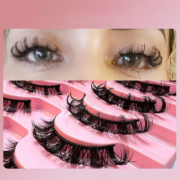 10 Pairs Lashes DD Curl Russian Volume Mink Hair Falske øyevipper - high quality