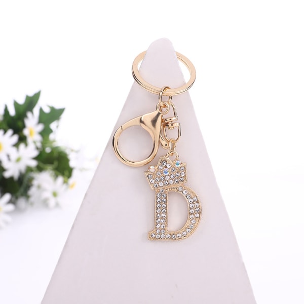 26 bokstäver Crystal Rhinestone Crown nyckelring Charm guld nyckelring - spot försäljning M