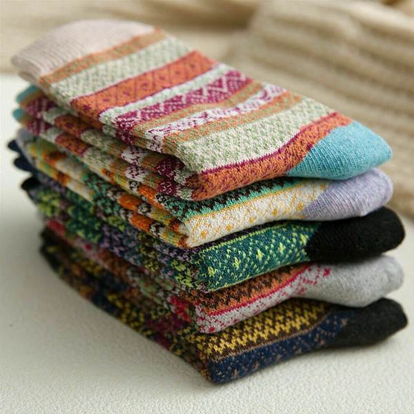 5 Prairs ullstrumpor Tjock Rich Hike Chunky Sock - spot försäljning