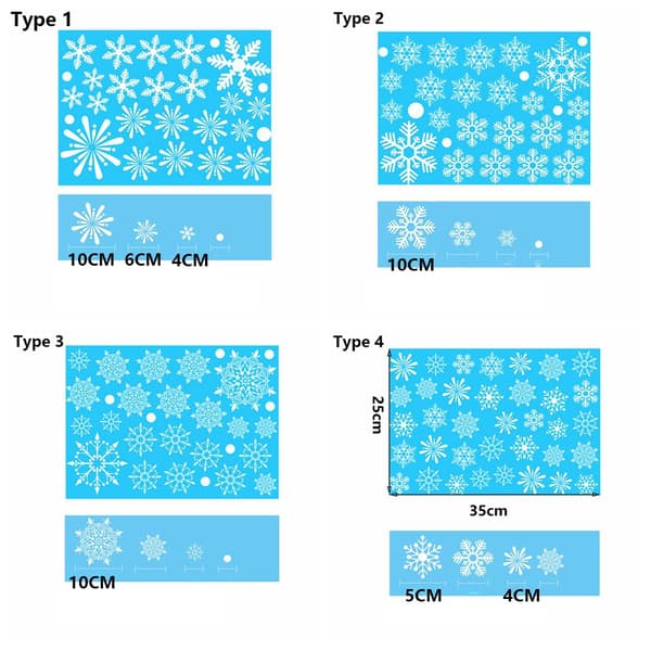 1 setti Seinätarrat Snowflakes Tarrat Wall art TYPE 3 - varastossa
