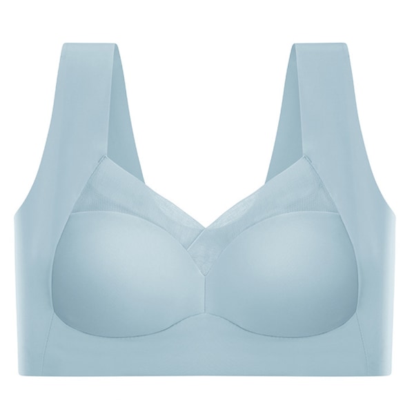 Damkomfort Mjuk Seamless Push Up BH Shapewear Underkläder Topp - spot sales light blue 2XL