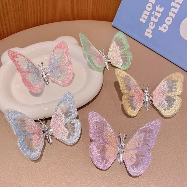 Butterfly Hårklämmor Dubbla lager Butterfly Clip LILA - stock purple