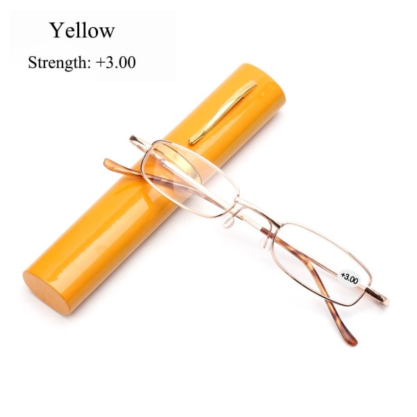 Läsglasögon med pennrörsfodral CASE STYRKA 3,00 - high quality yellow Strength 3.00