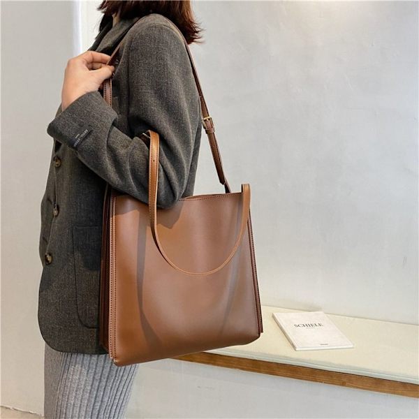 Axelväska i läder Dam tygväska KHAKI - high quality khaki